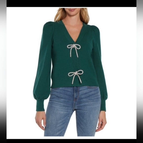 Express ladies v neck bow sweater - Picture 1 of 5